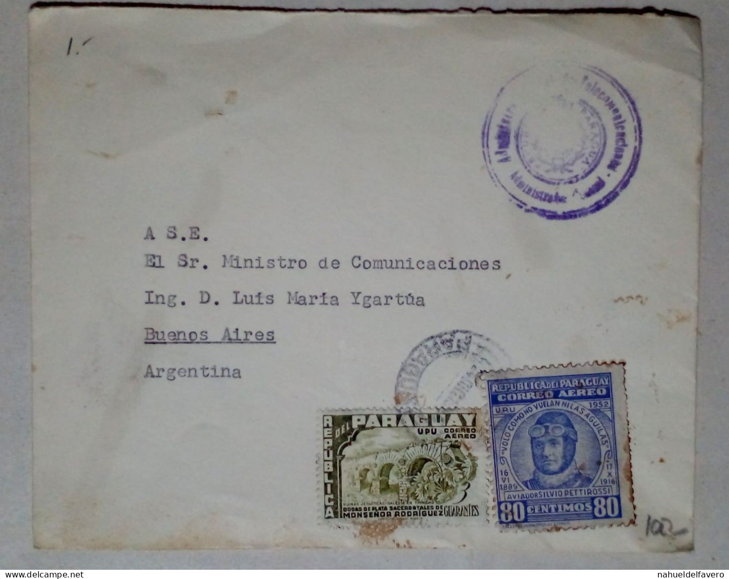 Paraguay - Enveloppe Circulée Avec Timbres Thématiques Par Avion (1955) - Paraguay