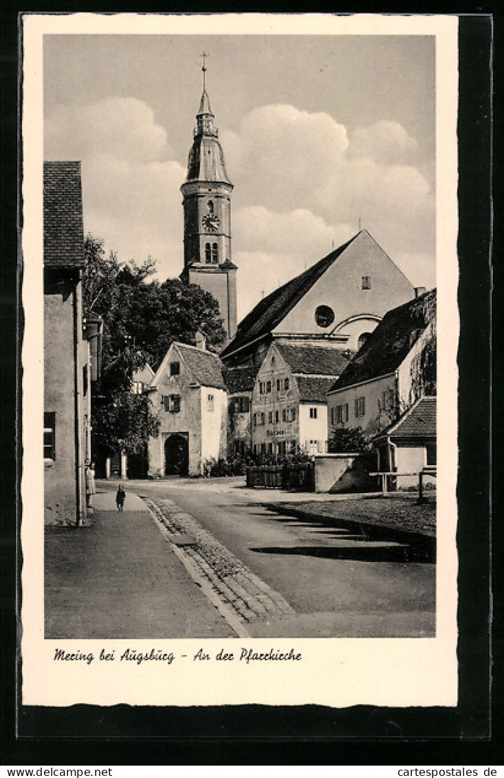 AK Mering Bei Augsburg, An Der Pfarrkirche Mit Bäckerei  - Augsburg