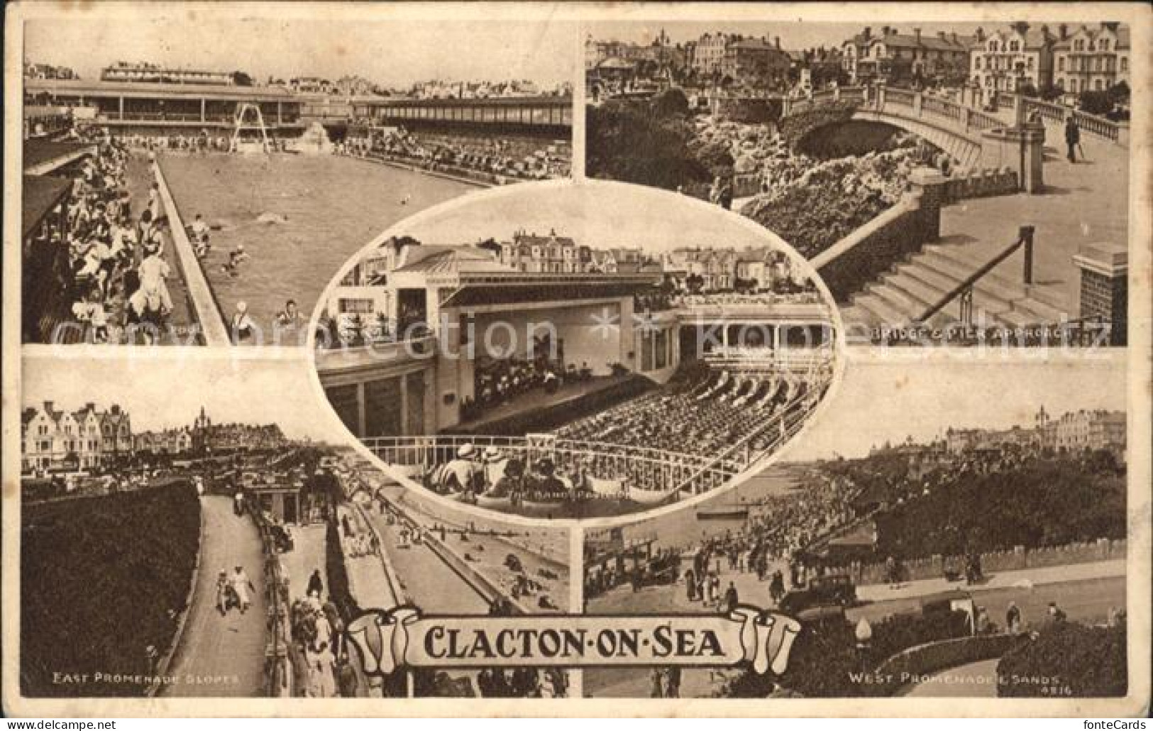 71820086 Clacton-on-Sea Bathing Pool Bridge Pier Approach Promenade Band Pavilio - Other & Unclassified