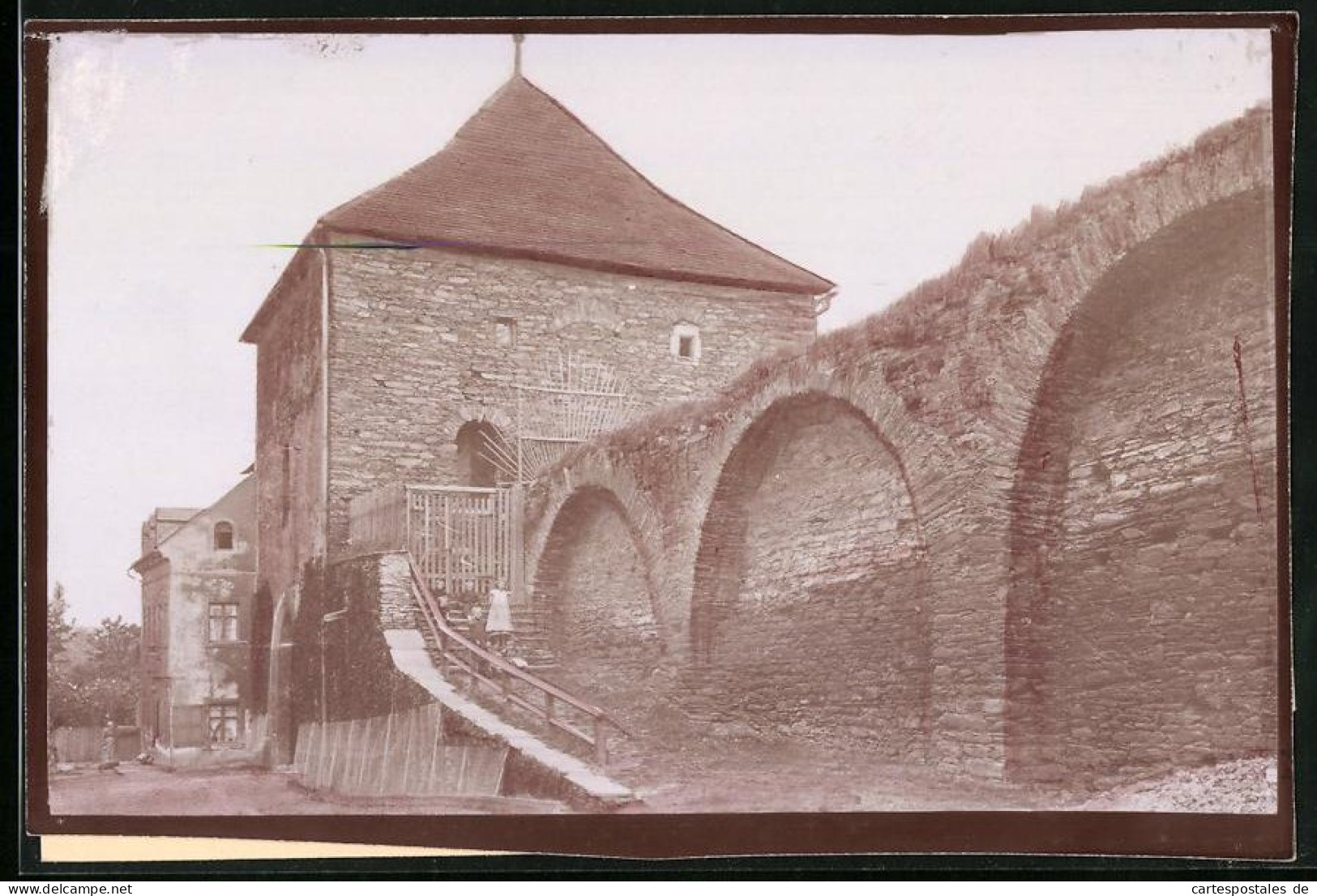 Fotografie Brück & Sohn Meissen, Ansicht Marienberg I. Sa., Zschopauer Tor Und Stadtmauer  - Luoghi