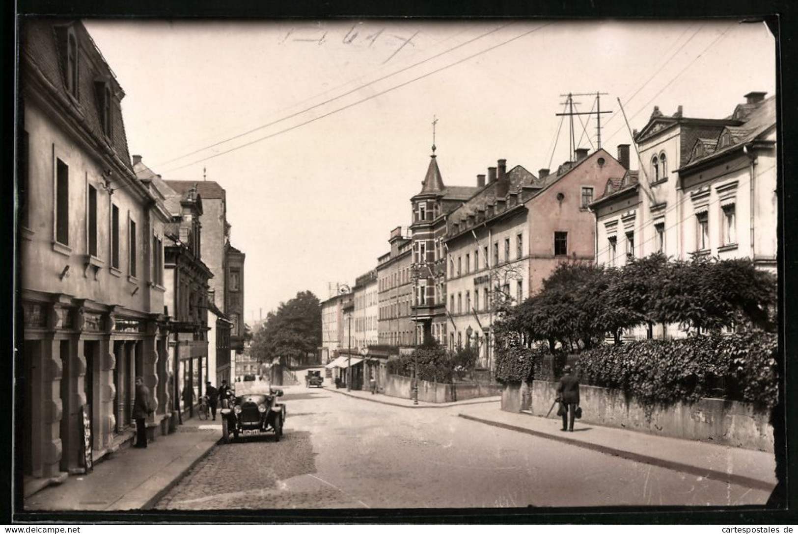 Fotografie Brück & Sohn Meissen, Ansicht Limbach I. Sa., Blick In Die Jägerstrasse Am Rathaus, Auto  - Lieux