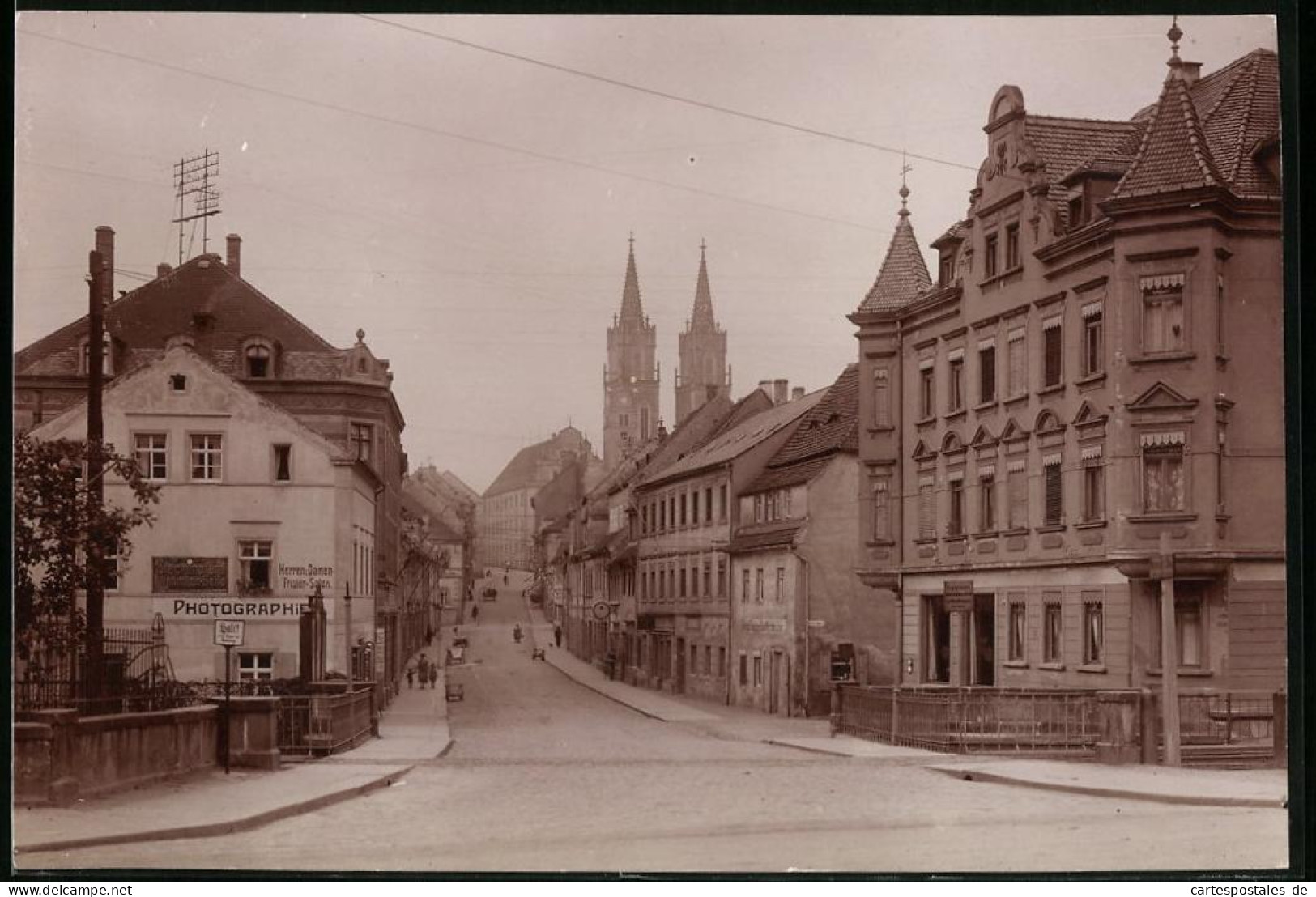 Fotografie Brück & Sohn Meissen, Ansicht Oschatz, Blick In Die Hospitalstrasse Mit Geschäften  - Lieux