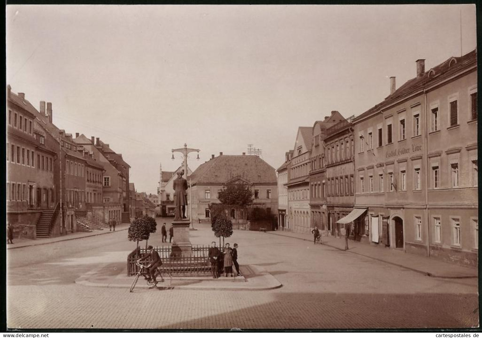 Fotografie Brück & Sohn Meissen, Ansicht Hainichen I. Sa., Blick Auf Den Markt Mit Gasthof Goldner Löwe  - Lieux