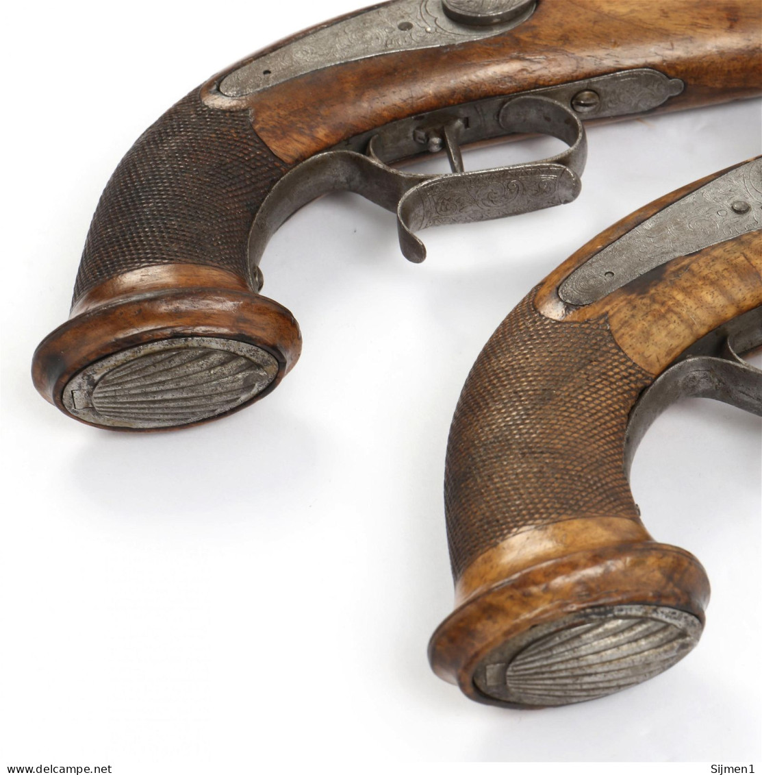 Matched Pair Of Belgian Dueling Pistols - Armas De Colección