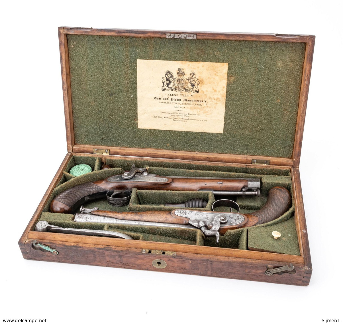 Alexander Wilson, London, Cased Percussion Cap Pistols, C. 1830s, Approx. .50 Cal., L 8" Barrels - Armas De Colección