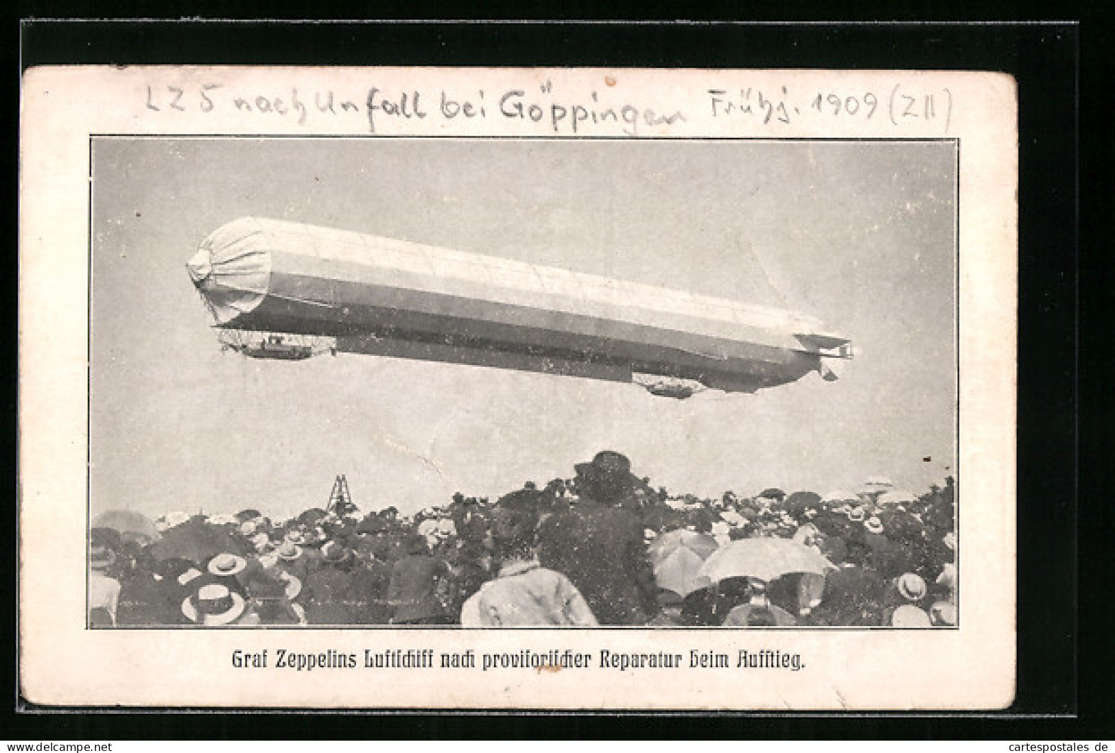 AK Göppingen, Graf Zeppelins Luftschiff Nach Provisorischer Reparatur Beim Aufstieg  - Zeppeline