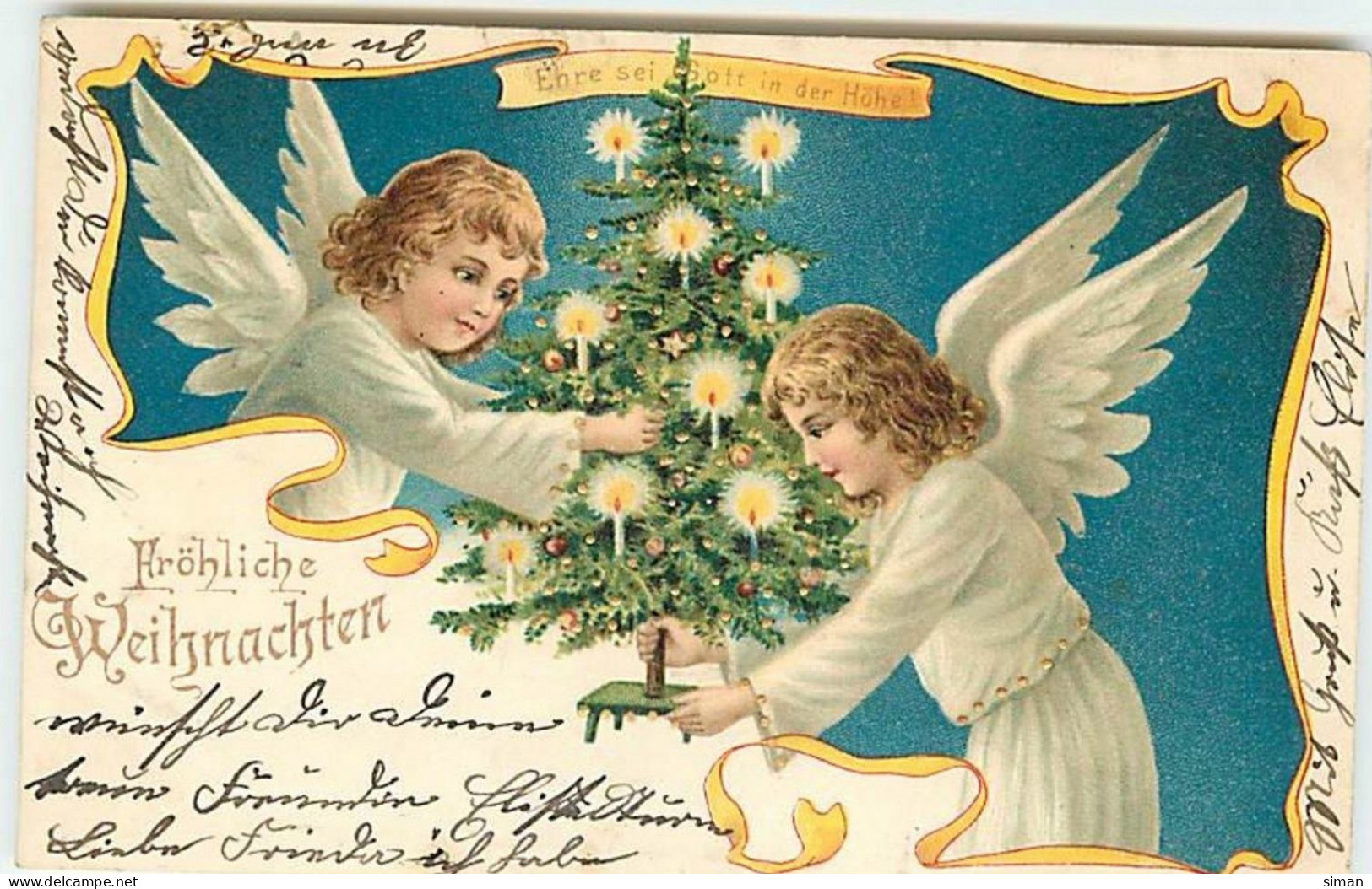 N°7737 - Fröhliche Weihnachten - Anges Décorant Un Sapin - Otros & Sin Clasificación