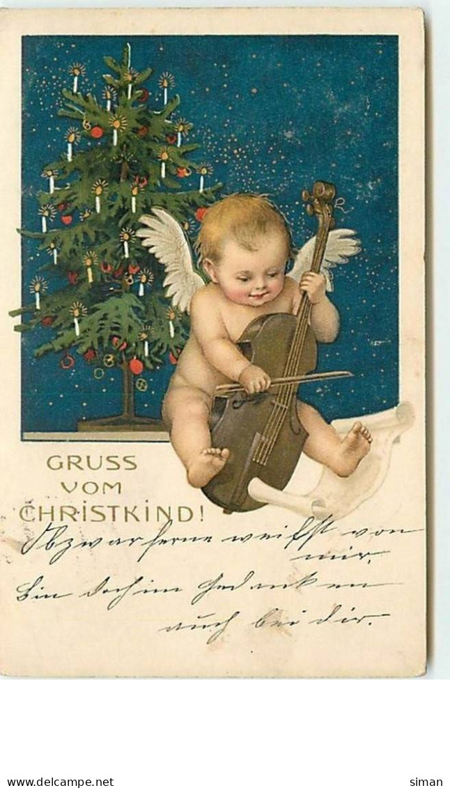 N°7589 - Carte Fantaisie - Gruss Vom Christkind - Angelot Jouant Du Violon - Other & Unclassified