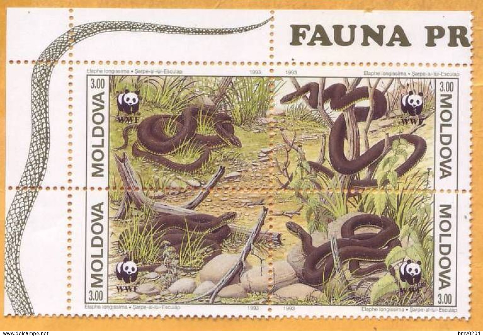 1993 Moldova Moldavie, Fauna, Snakes, Nature, WWF, 4v Mint - Serpents