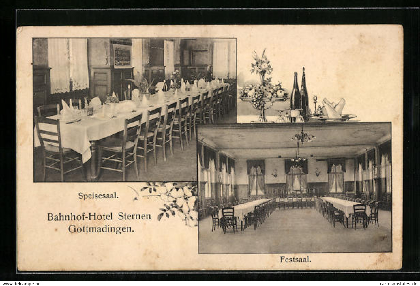 AK Gottmadingen, Bahnhof-Hotel Sternen, Speisesaal Und Festsaal  - Other & Unclassified