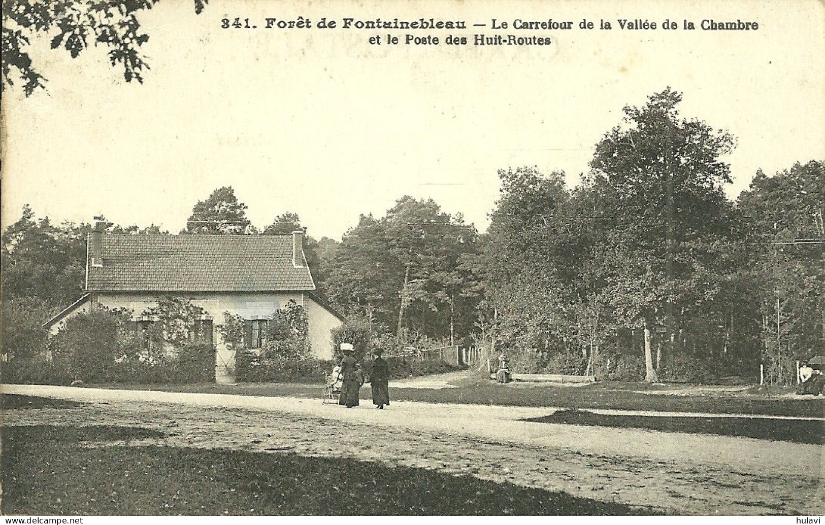 77  FONTAINEBLEAU - LE CARREFOUR DE LA VALLEE DE LA CHAMBRE ET LE POSTE DES HUIT ROUTES (ref 7128) - Fontainebleau