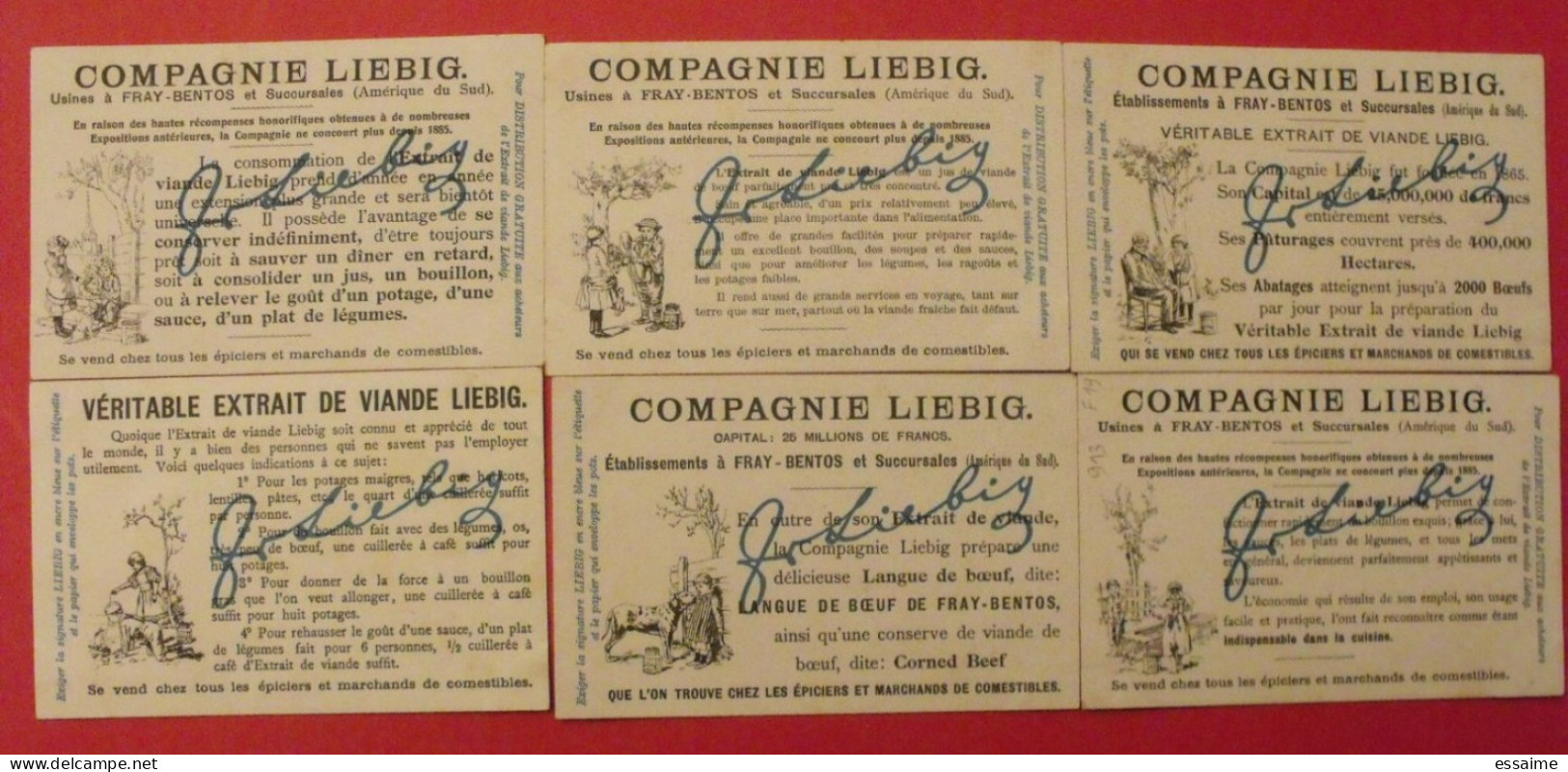 6 Chromo Liebig : Sur La Plage. 1907. S 913. Image, Chromos. édition Française. Enfants Jeux Jouet Cabine âne Bateau - Liebig