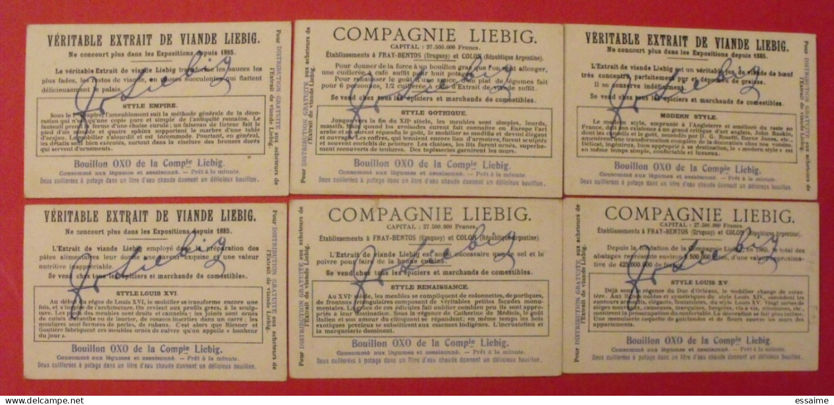 6 Chromo Liebig : Le Style Dans L'ameublement. 1909. S 978. Image, Chromos. édition Française. - Liebig