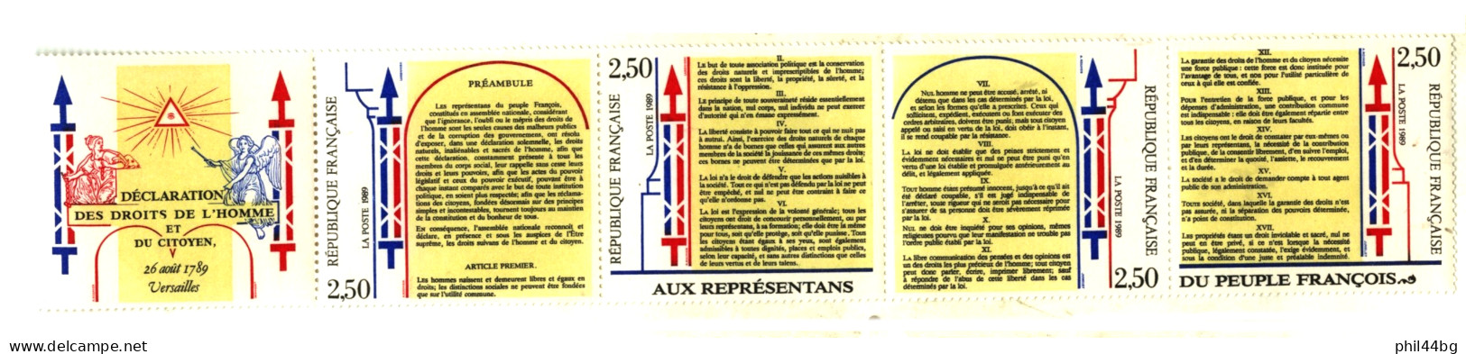 Bande France - "DÉCLARATION DES DROITS DE L’HOMME ET DU CITOYEN" - 1989 - NEUF - 081 - Mint/Hinged