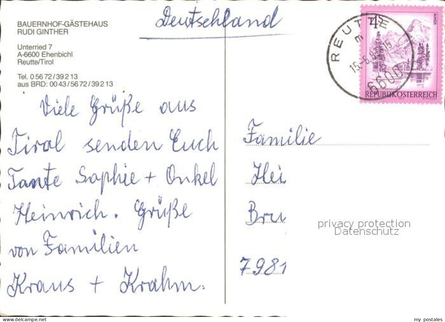 72181178 Ehenbichl Bauernhof Gaestehaus Rudi Ginther  Ehenbichl - Other & Unclassified