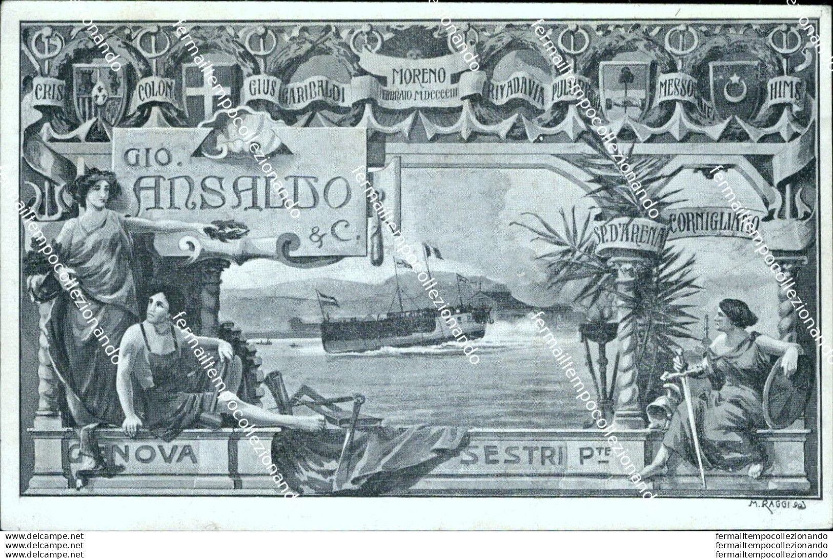 Bu2 Cartolina Commemorativa Genova Sestri Gio. Ansaldo Cornigliano Sampierdarena - Genova (Genua)