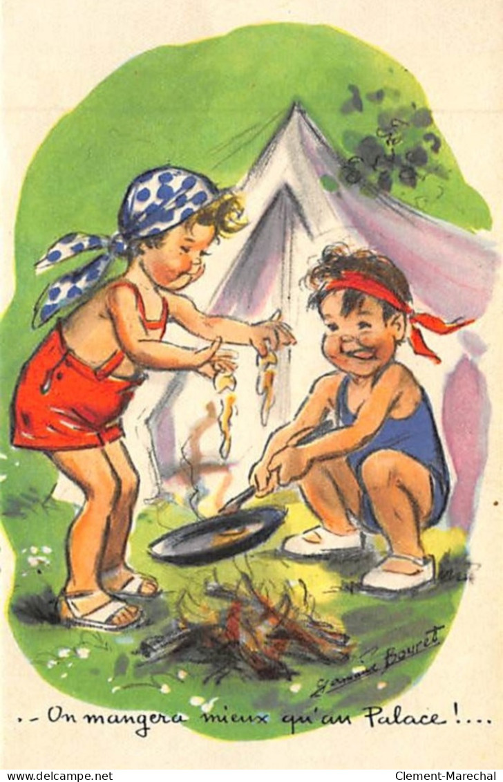 BOURET Germaine : MD - Enfants Faisant Du Camping - Très Bon état - Bouret, Germaine