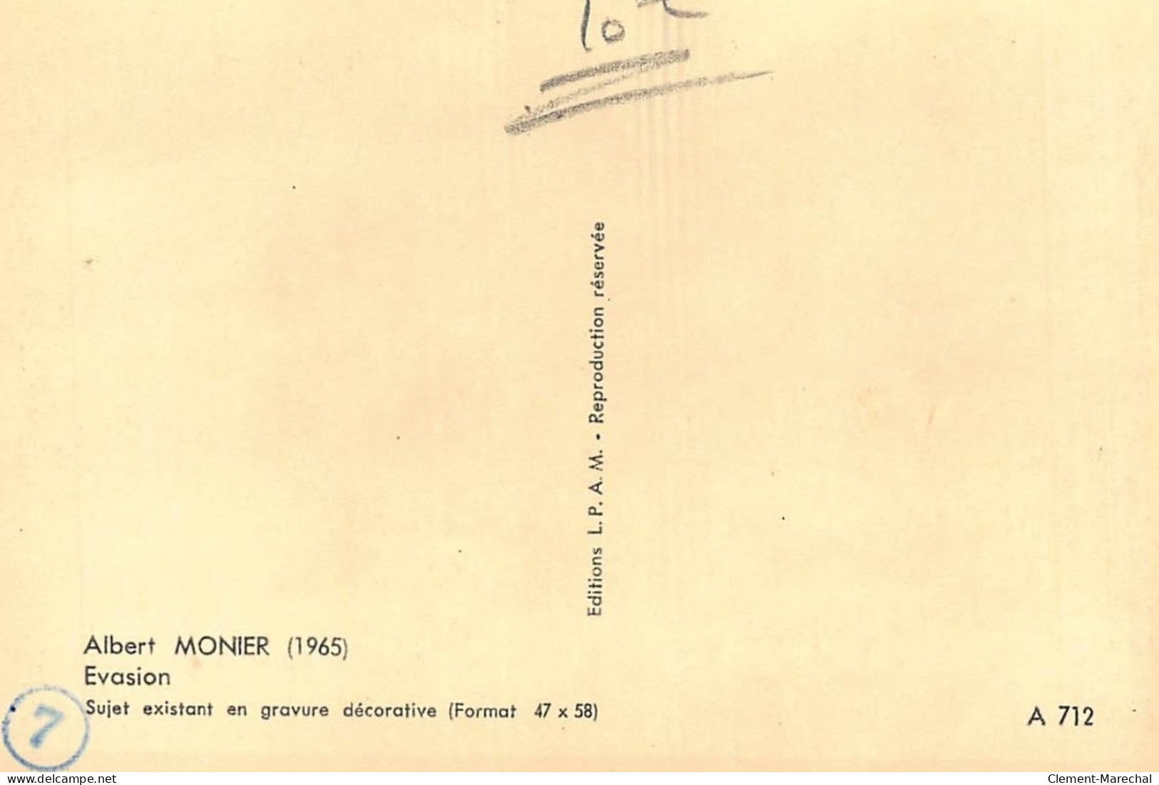 Albert MONIER : Evasion - Tres Bon Etat - Monier