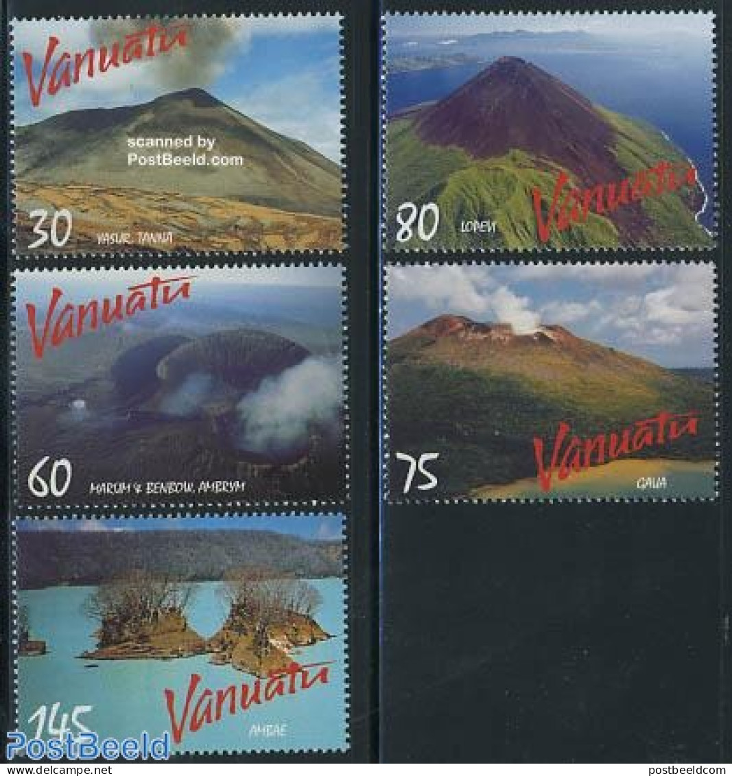 Vanuatu 1998 Volcanoes 5v, Mint NH, History - Geology - Vanuatu (1980-...)