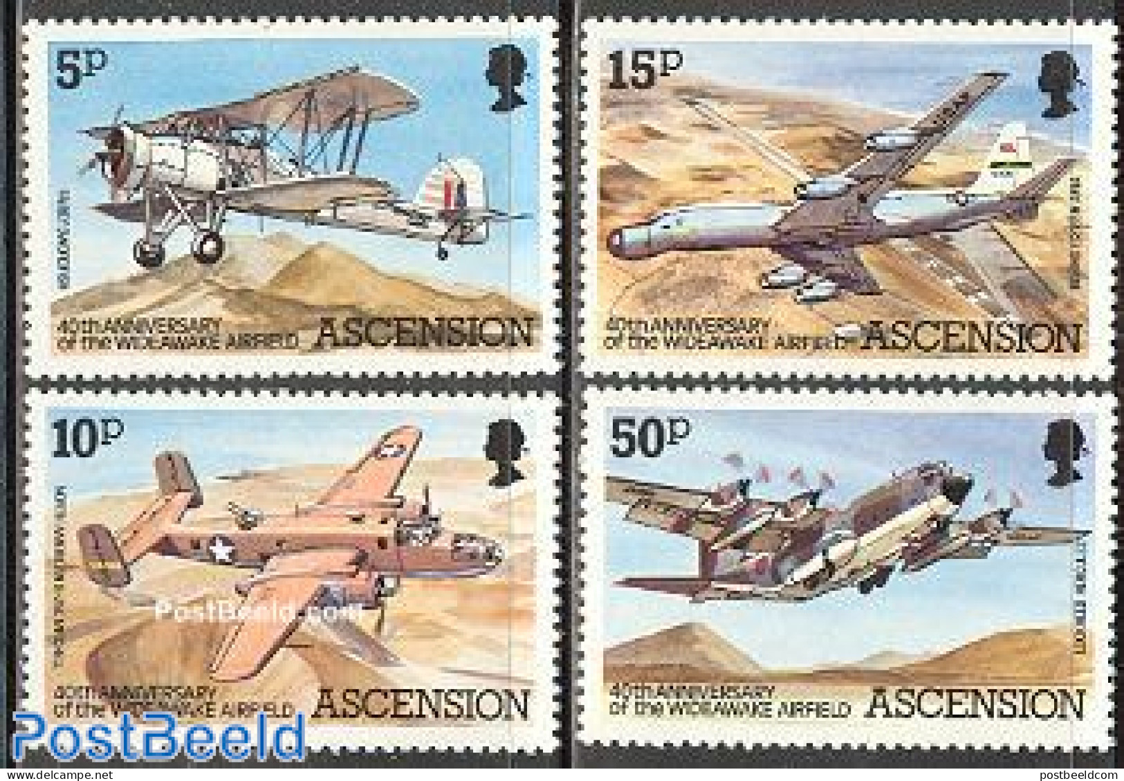 Ascension 1982 Wideawake Airport 4v, Mint NH, Transport - Aircraft & Aviation - Flugzeuge