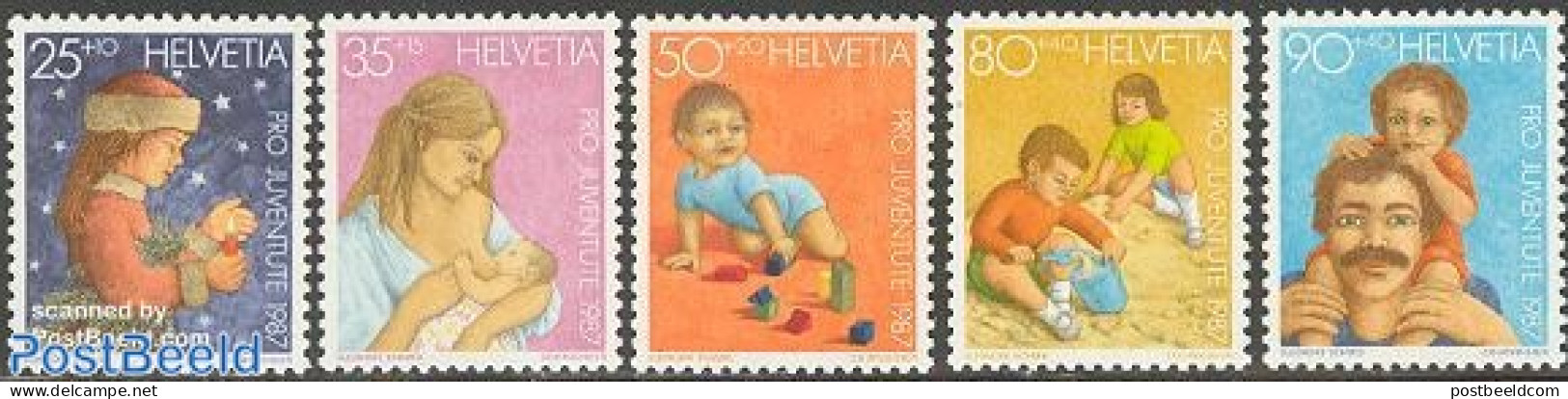 Switzerland 1987 Pro Juventute 5v, Mint NH, Religion - Various - Christmas - Toys & Children's Games - Ungebraucht