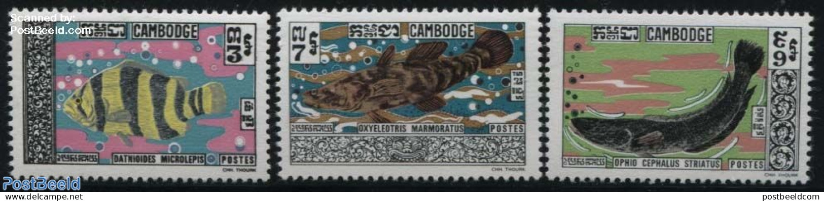 Cambodia 1970 Fish 3v, Mint NH, Nature - Fish - Fishes