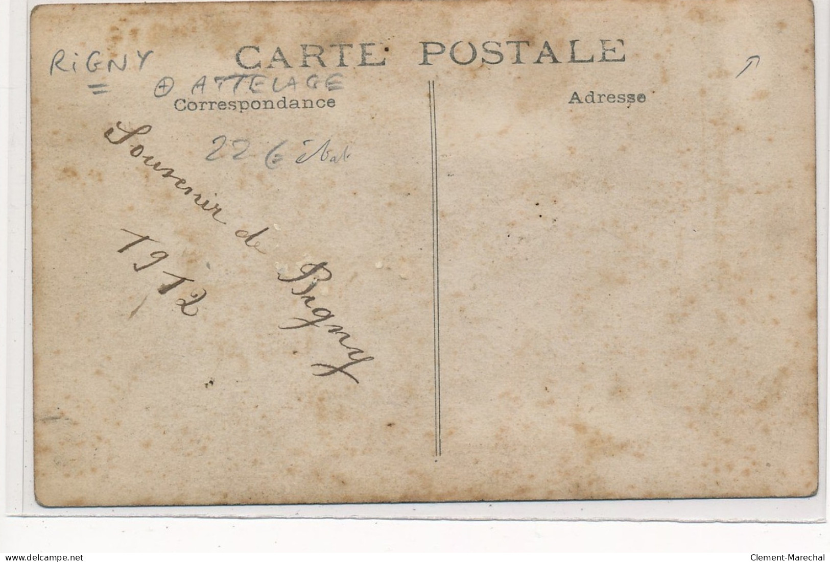 CARTE PHOTO A LOCALISER : Rigny, Attelage - Etat - Fotos