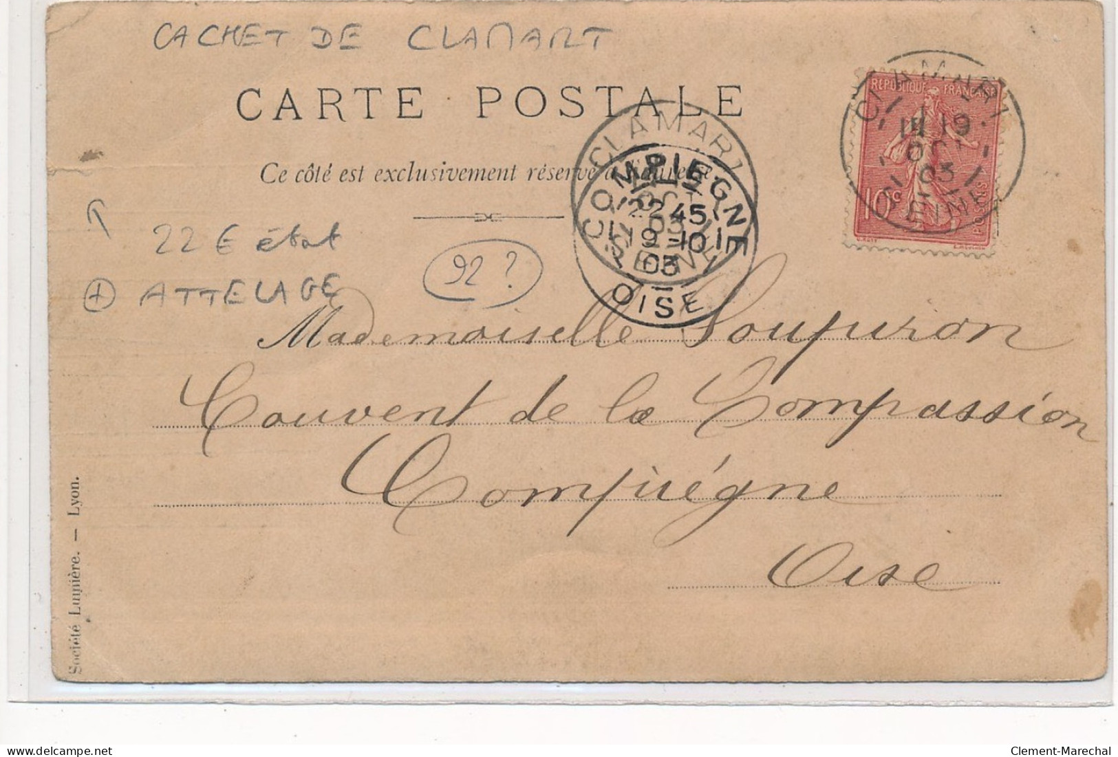 CARTE PHOTO A LOCALISER : Cachet De Clamart, Attelage - Etat - Fotos