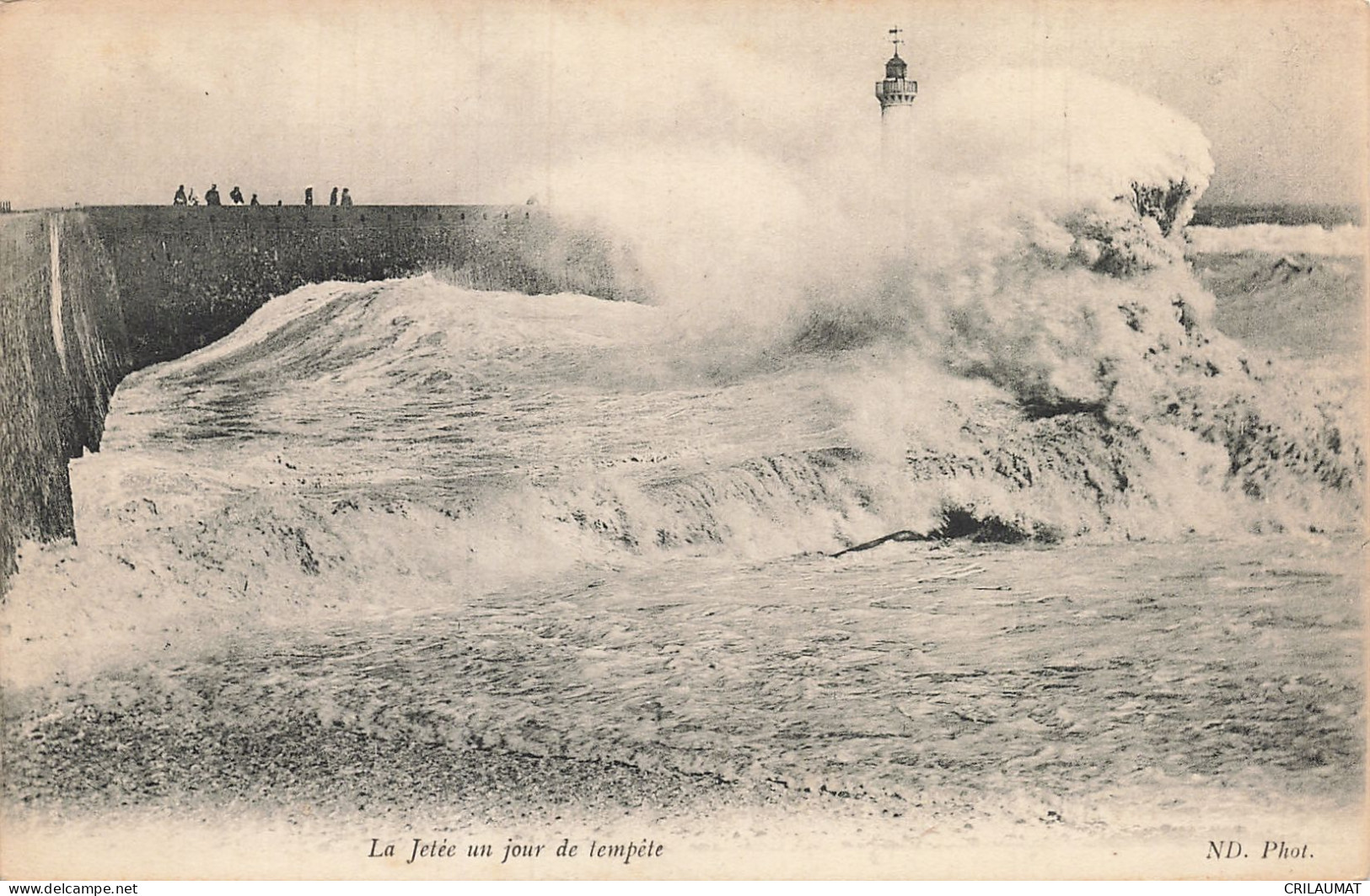 76-LE TREPORT LA JETEE UN JOUR DE TEMPETE-N°T5318-F/0145 - Le Treport