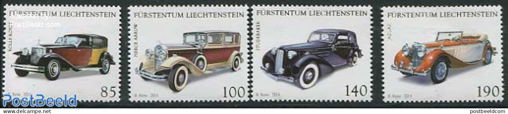 Liechtenstein 2014 Automobiles 4v (85r Without Dash Between Rolls And Royce), Mint NH, Transport - Automobiles - Neufs