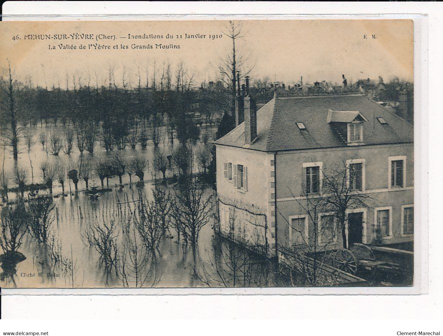 MEHUN-sur-YEVRE : Inondations Du 22 Janvier 1910, La Vallée De L'Yèvre Et Les Grands Moulins - Très Bon état - Mehun-sur-Yèvre