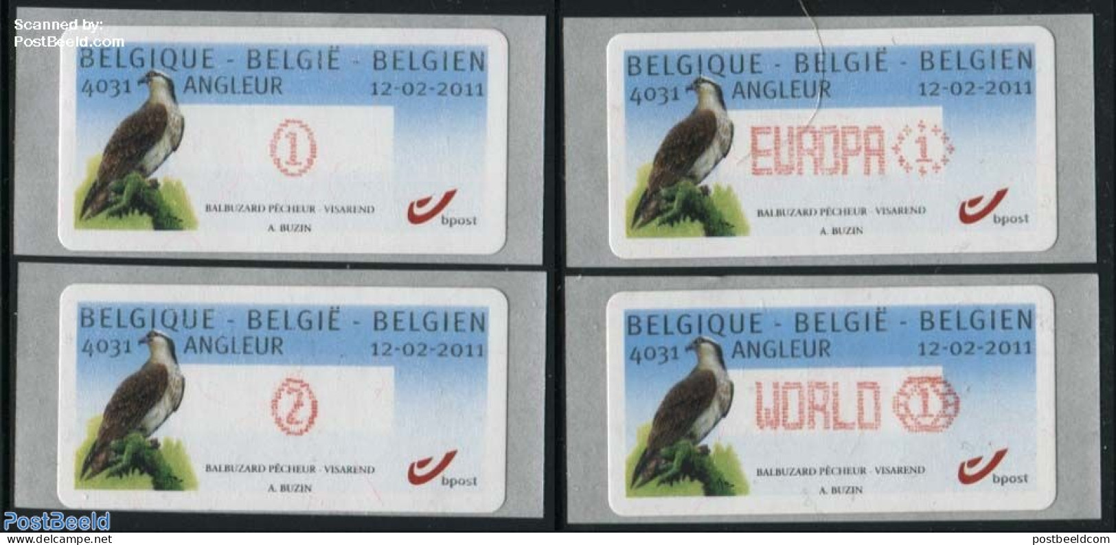 Belgium 2011 Automat Stamp, Bird 4v, Mint NH, Nature - Birds - Unused Stamps