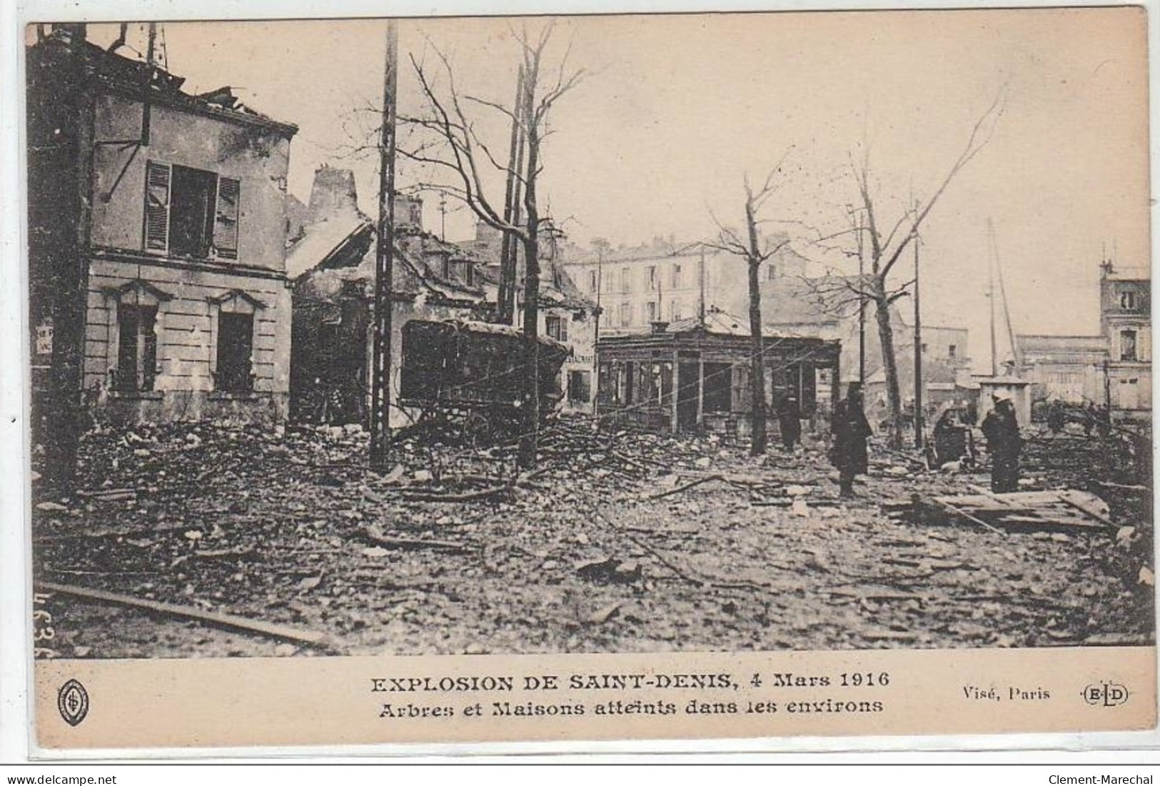 SAINT DENIS : Explosion De St Denis, 4 Mars 1916 - Arbres Et Maisons Atteints Dans Les Environs - Très Bon état - Saint Denis