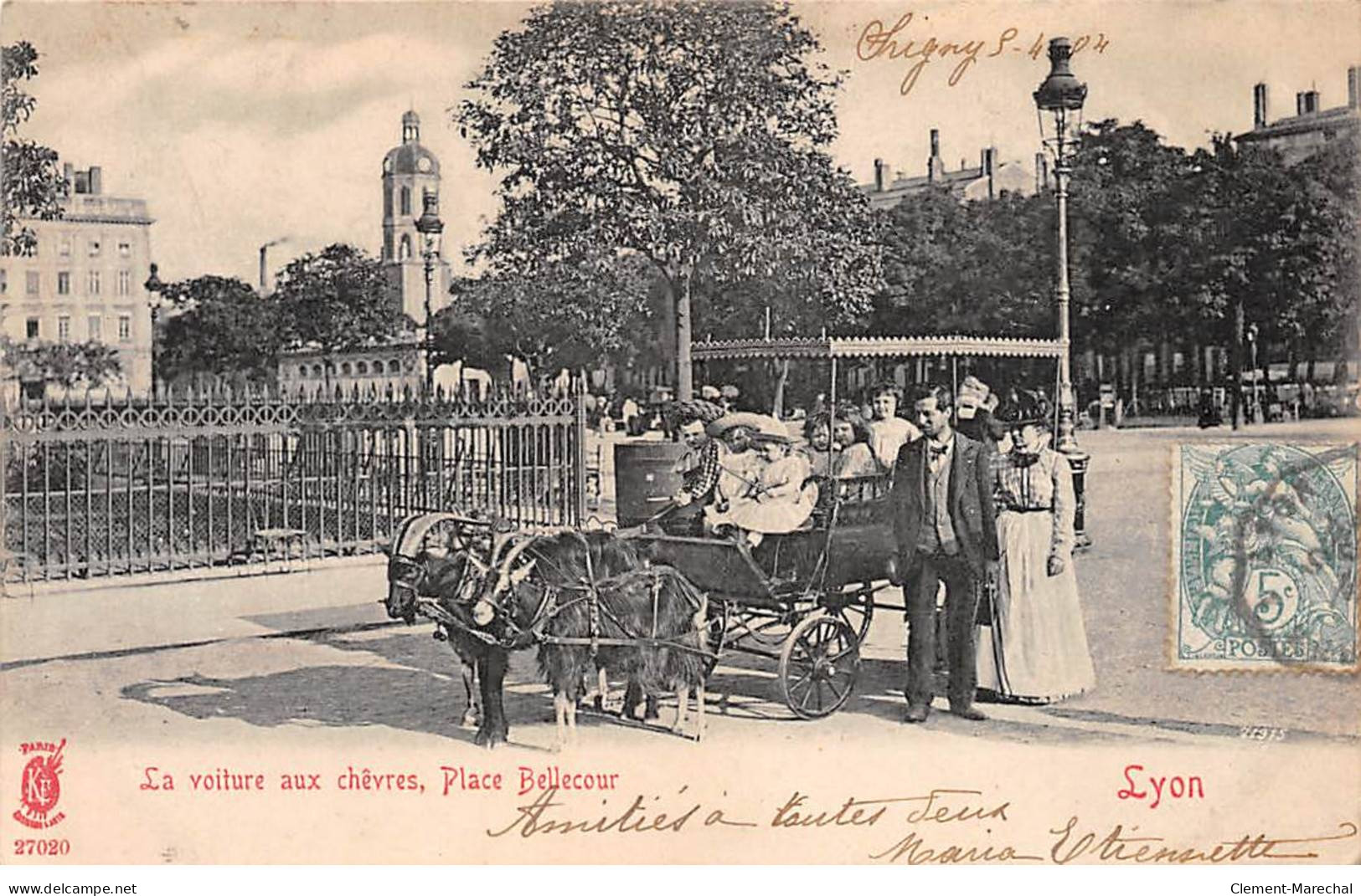 LYON - La Voiture Aux Chèvres, Place Bellecour - Très Bon état - Other & Unclassified