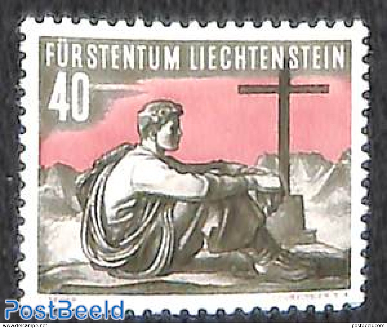 Liechtenstein 1955 40Rp, Stamp Out Of Set, Unused (hinged), Sport - Mountains & Mountain Climbing - Ongebruikt