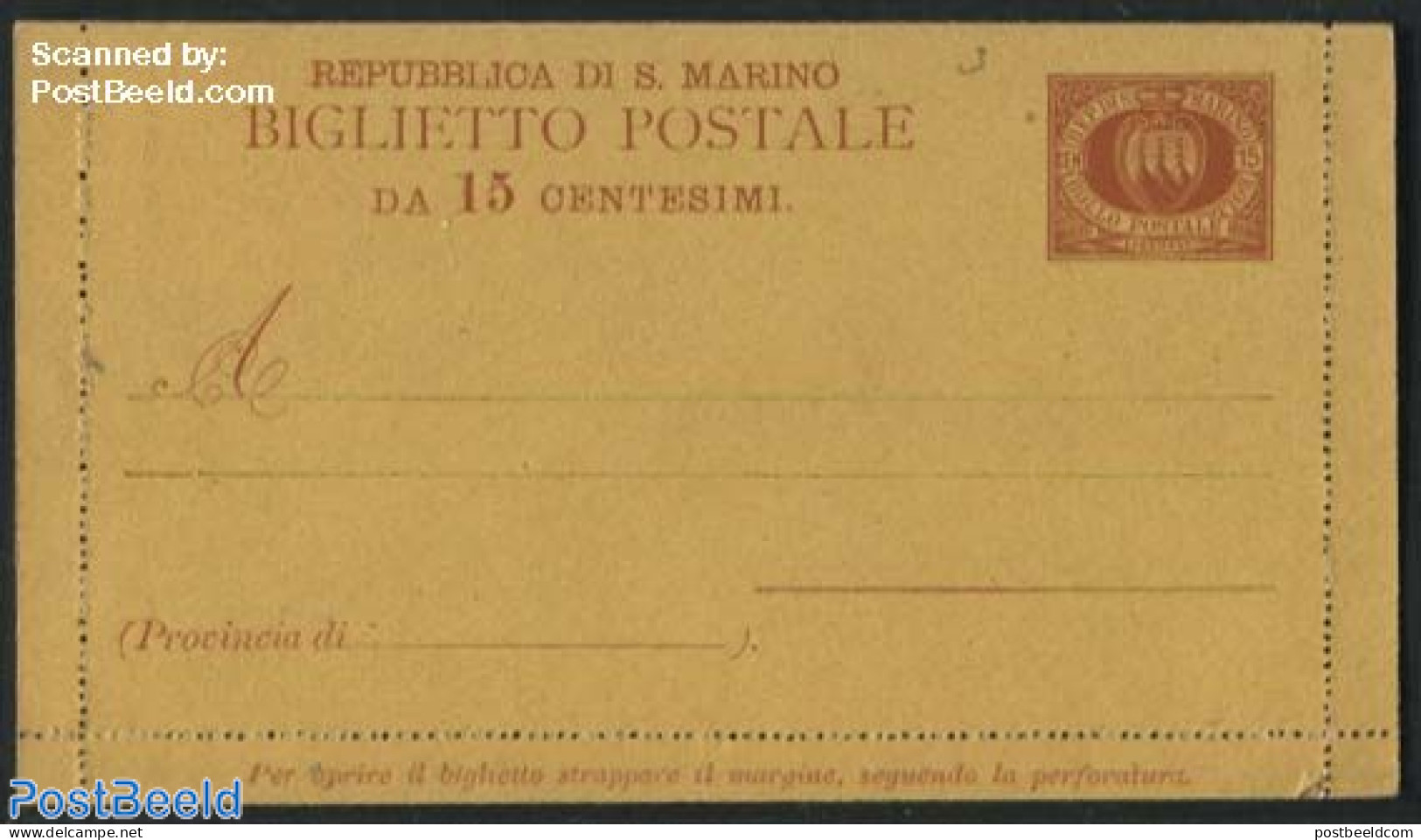 San Marino 1890 Letter Card 15c, Unused Postal Stationary - Covers & Documents