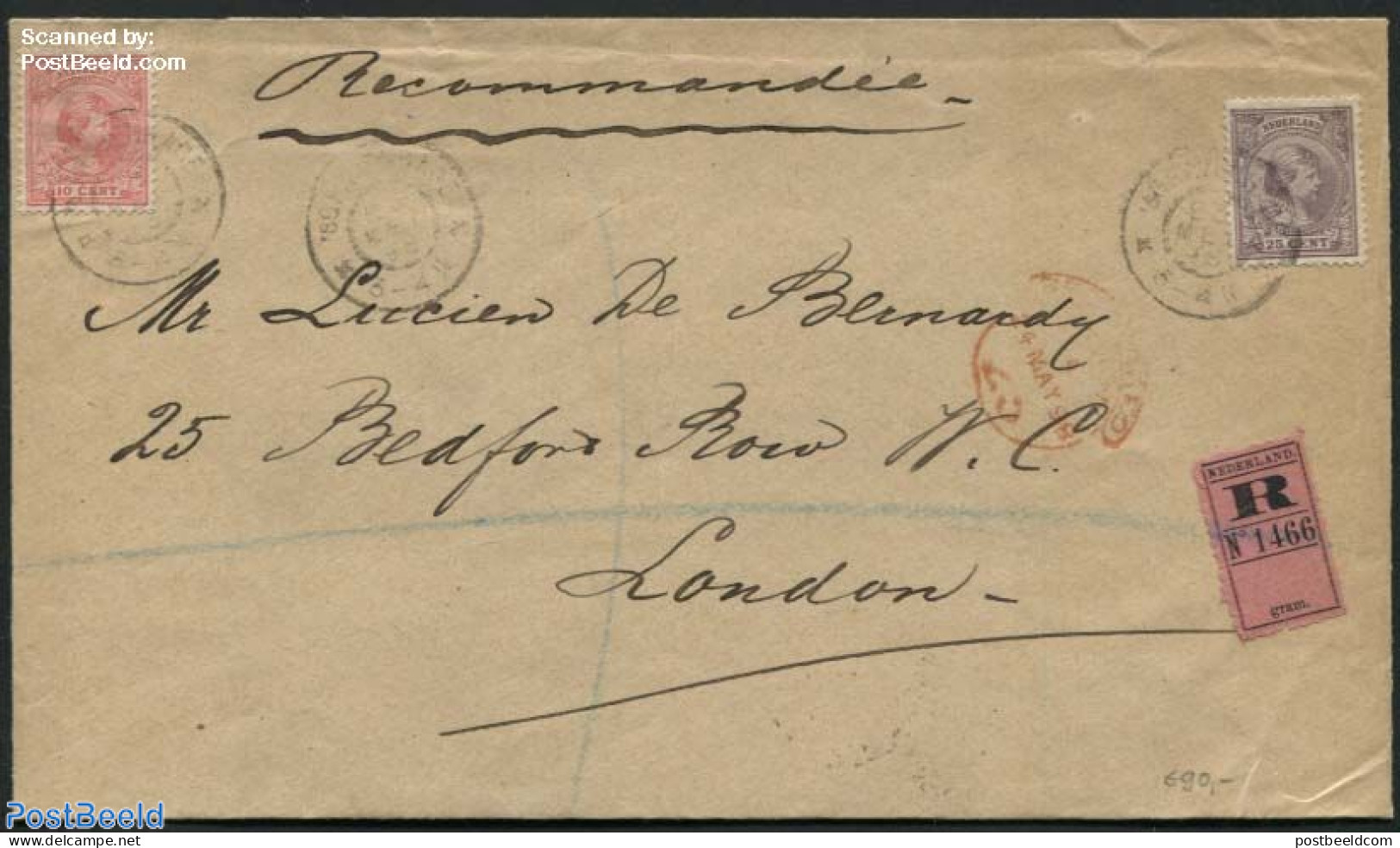 Netherlands 1898 Registered Letter From S-Gravenhage To London, Postal History - Lettres & Documents