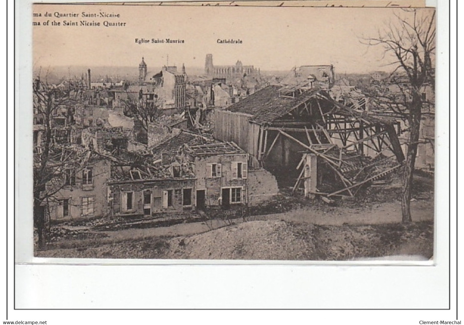 REIMS - Reims En Ruines - Panorama Du Quartier St Nicaise - PANORAMIQUE - Très Bon état - Reims