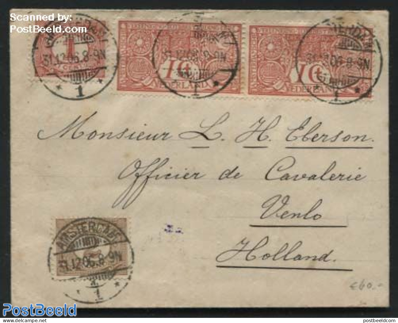 Netherlands 1906 Cover With 2x NVPH No. 84, Postmark 31-12-06, Postal History - Cartas & Documentos