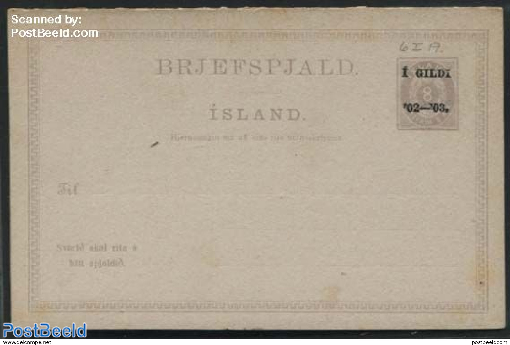 Iceland 1902 Reply Paid Postcard 1GILDI/1GILDI On 8/8A, Unused Postal Stationary - Covers & Documents