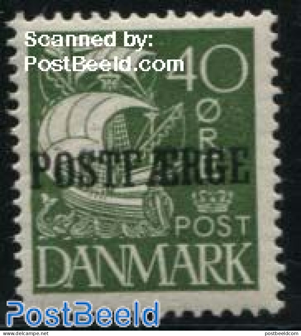 Denmark 1927 40o, POSTFAERGE, Stamp Out Of Set, Mint NH, Transport - Ships And Boats - Neufs