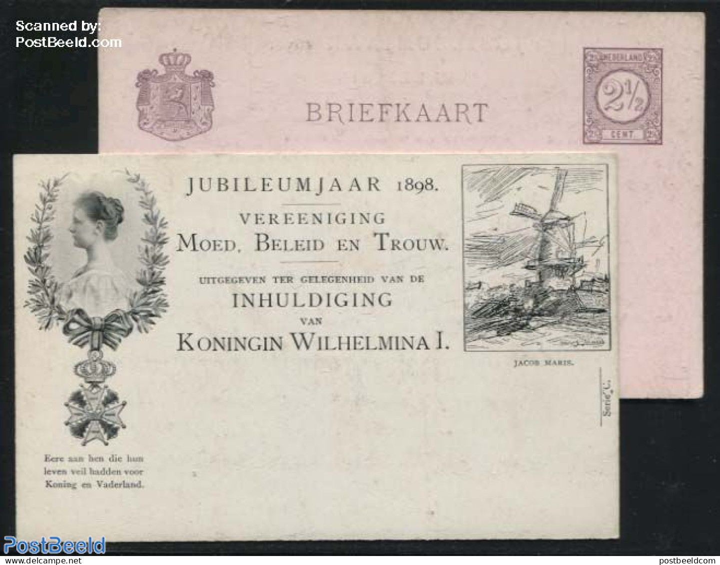 Netherlands 1898 Illustrated Postcard 2.5c, Jocob Maris, Unused Postal Stationary, History - Various - Kings & Queens .. - Lettres & Documents