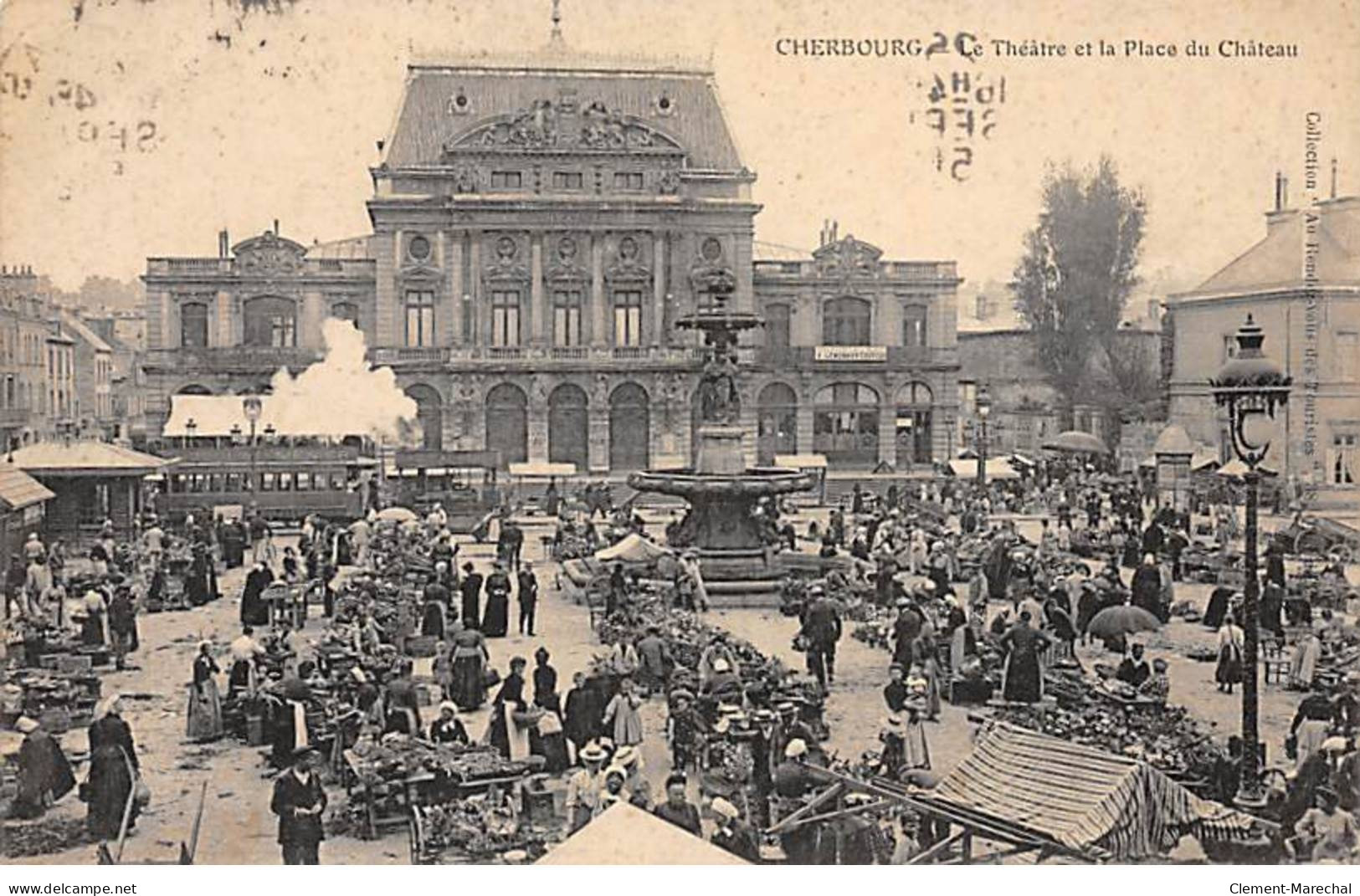 CHERBOURG - Le Théâtre Et La Place Du Château - Très Bon état - Cherbourg