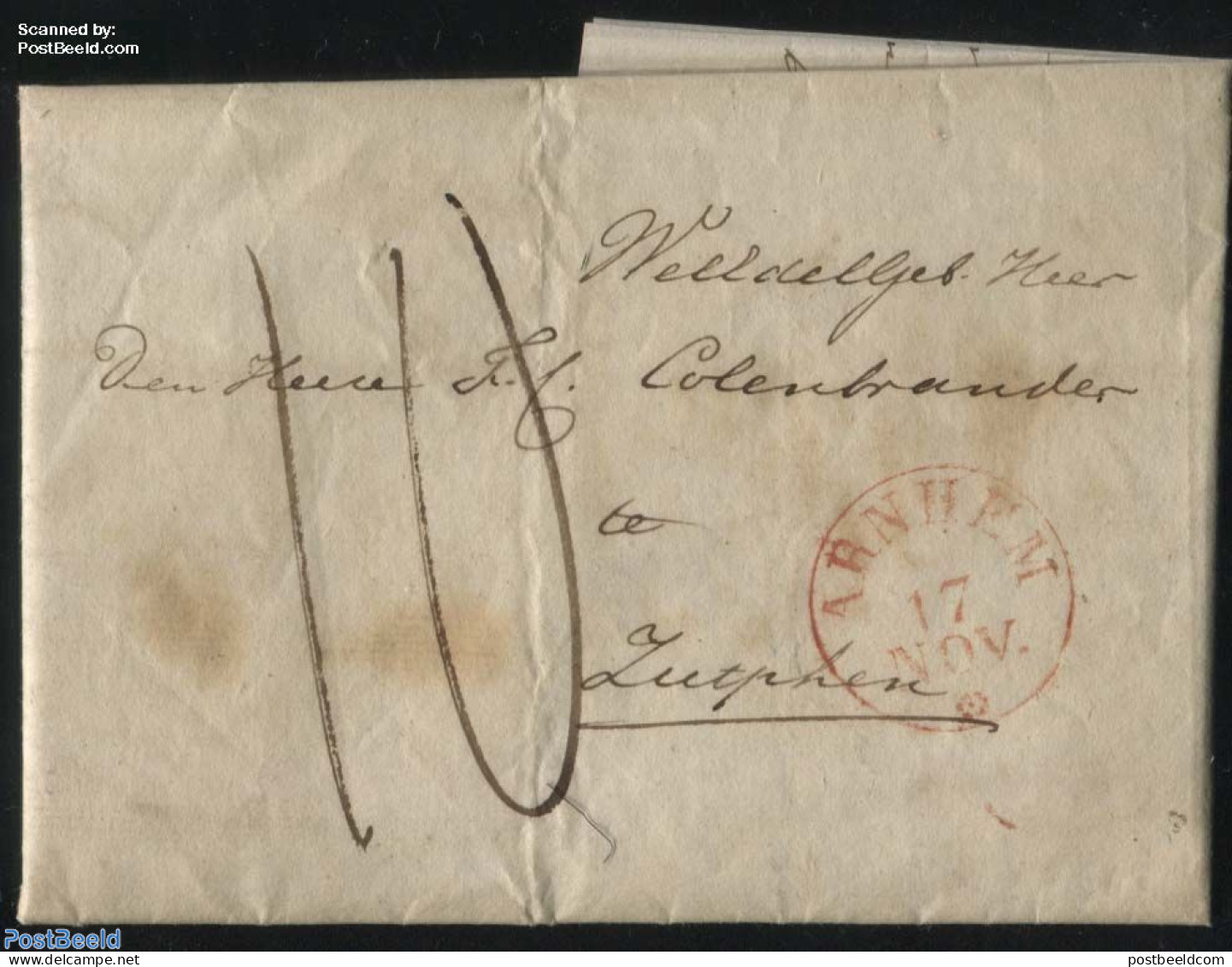 Netherlands 1838 Folding Letter From Arnhem To Zutphen, Postal History - ...-1852 Precursores