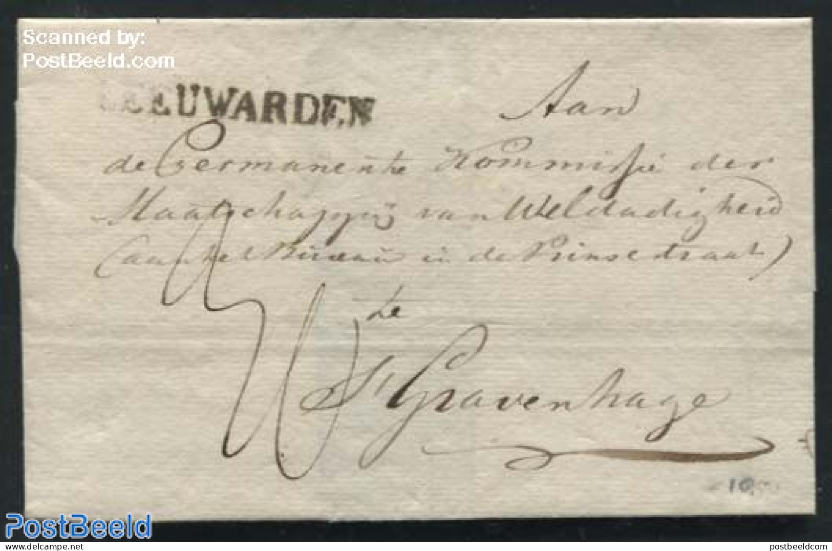 Netherlands 1828 Folding Cover From Leeuwarden To S-Gravenhage, Postal History - ...-1852 Precursores