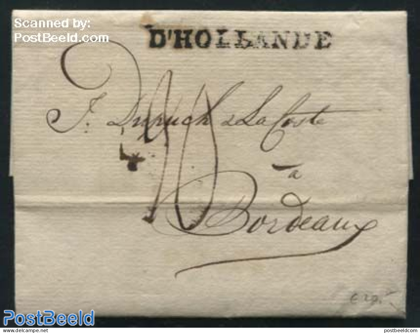 Netherlands 1800 Folding Letter From Amsterdam To Bordeaux, Postal History - ...-1852 Precursori