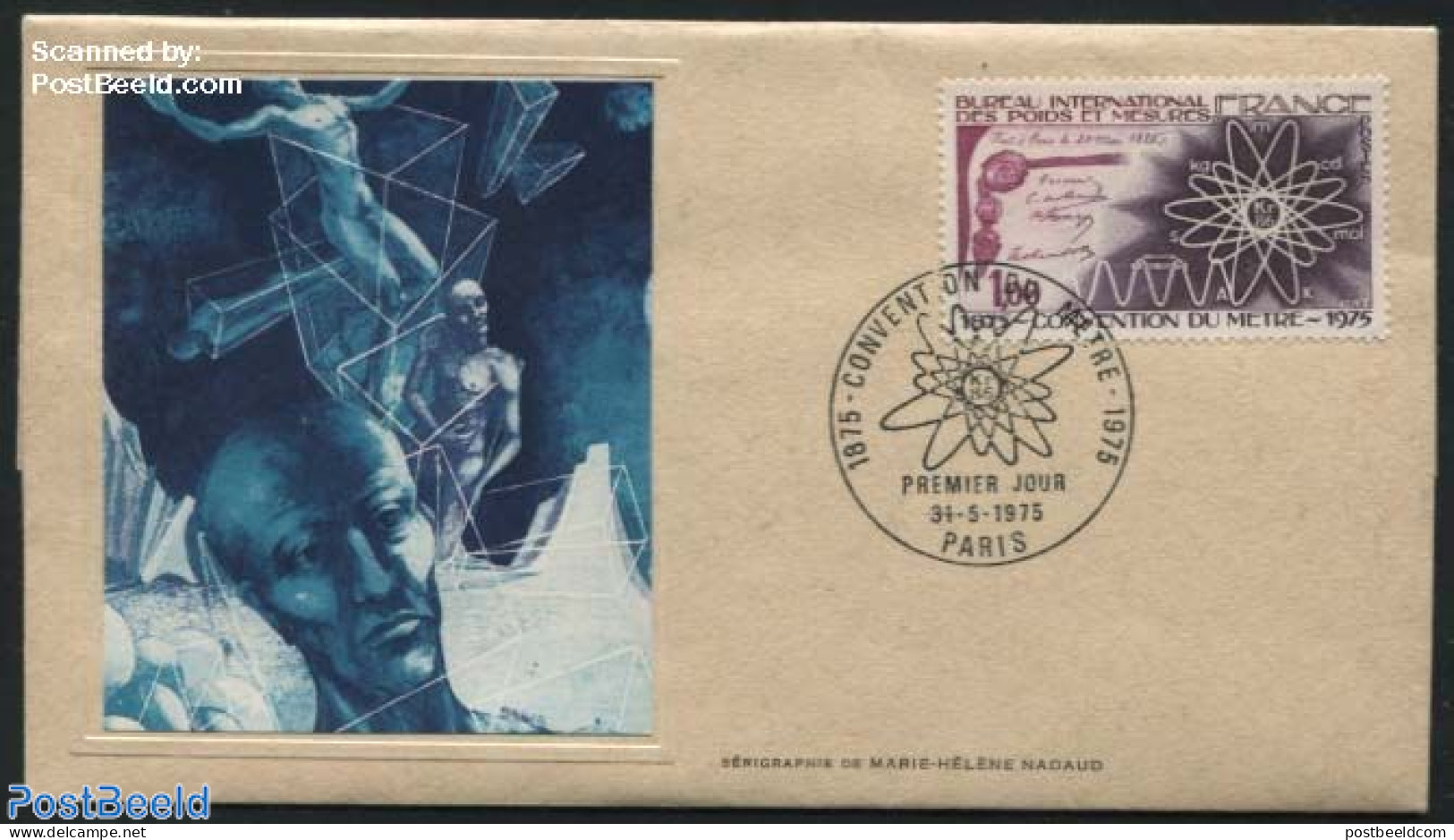 France 1975 Art Cover, Metric Convention - Marie-Helene Nadaud, First Day Cover - Covers & Documents