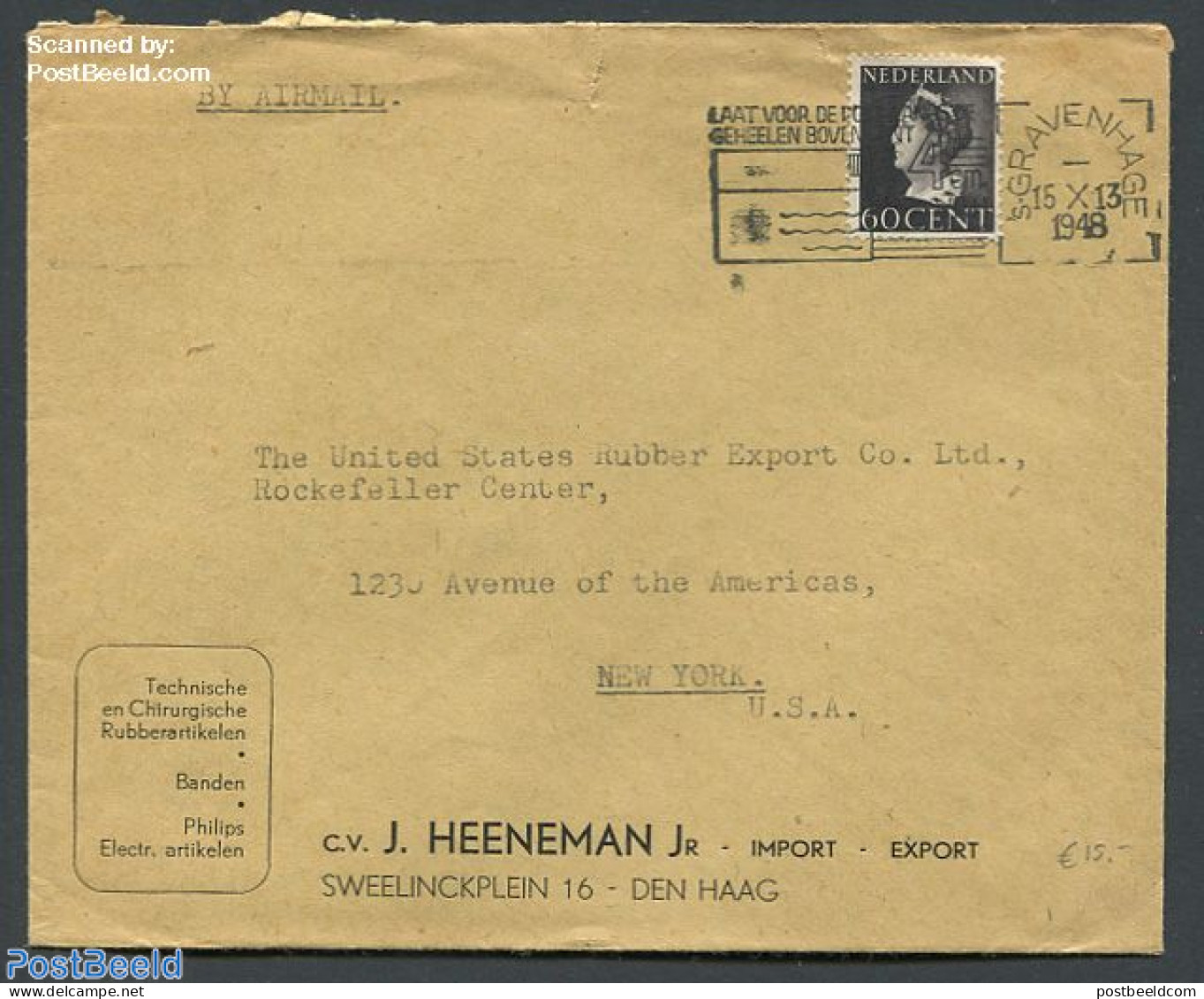 Netherlands 1946 Airmail Cover From The Hague To New York, Postal History, History - Kings & Queens (Royalty) - Covers & Documents