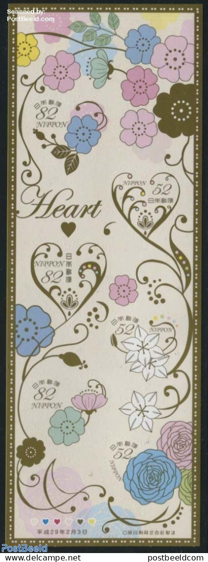 Japan 2017 Heart Letterset (incl 6v S-a M/s), Mint NH, Nature - Flowers & Plants - Neufs
