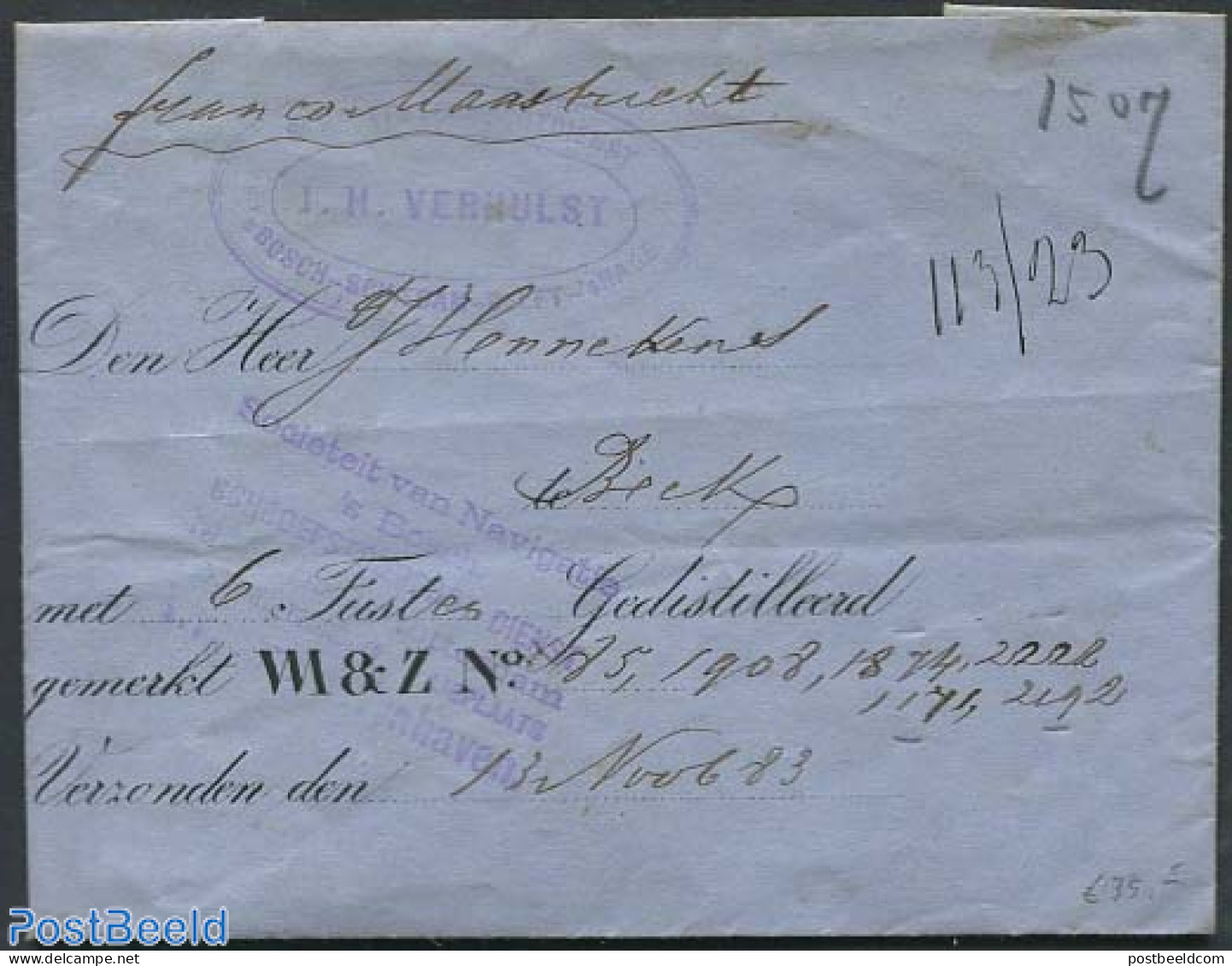 Netherlands 1883 Folding Invoice From Delft. From Van Meerten En Zonen, Postal History - Covers & Documents